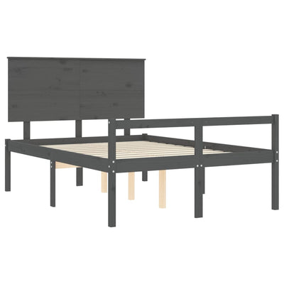 Bed Frame with Headboard Grey 140x200 cm Solid Wood