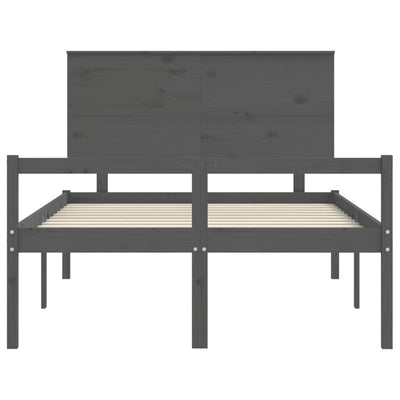 Bed Frame with Headboard Grey 140x200 cm Solid Wood