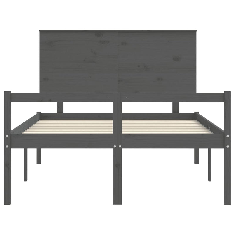 Bed Frame with Headboard Grey 140x200 cm Solid Wood