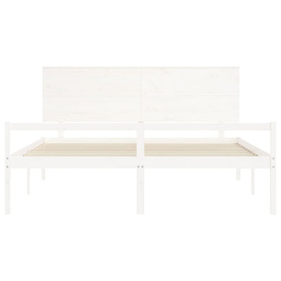 Bed Frame with Headboard White 200x200 cm Solid Wood