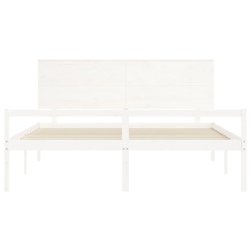 Bed Frame with Headboard White 200x200 cm Solid Wood