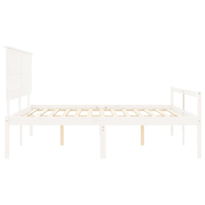 Bed Frame with Headboard White 200x200 cm Solid Wood