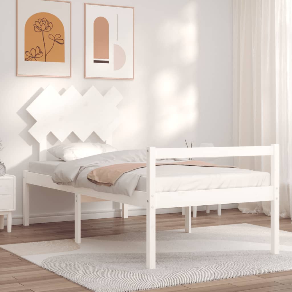 Senior Bed without Mattress Solid Wood Length 190 cm White 90 cm