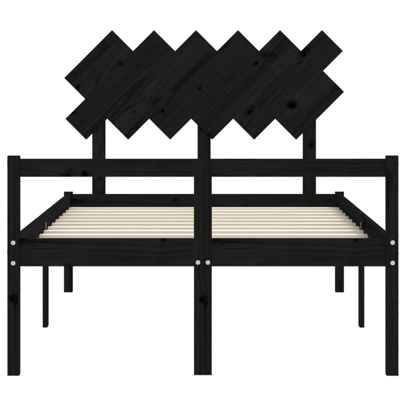 Bed Frame with Headboard Black Small Double Solid Wood