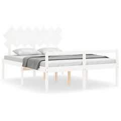 Senior Bed without Mattress Solid Wood Length 190 cm White 140 cm