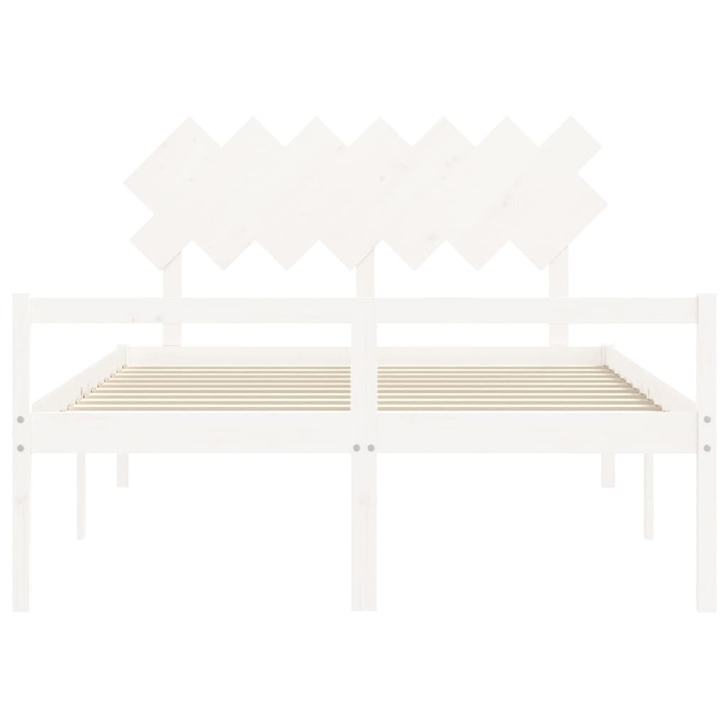 Senior Bed without Mattress Solid Wood Length 190 cm White 140 cm