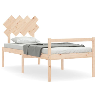 Bed Frame with Headboard 90x200 cm Solid Wood