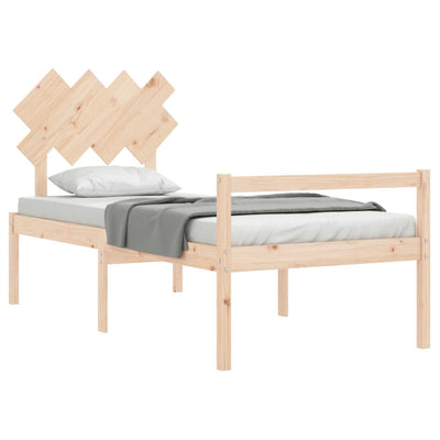 Bed Frame with Headboard 90x200 cm Solid Wood