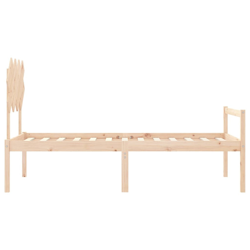 Bed Frame with Headboard 90x200 cm Solid Wood