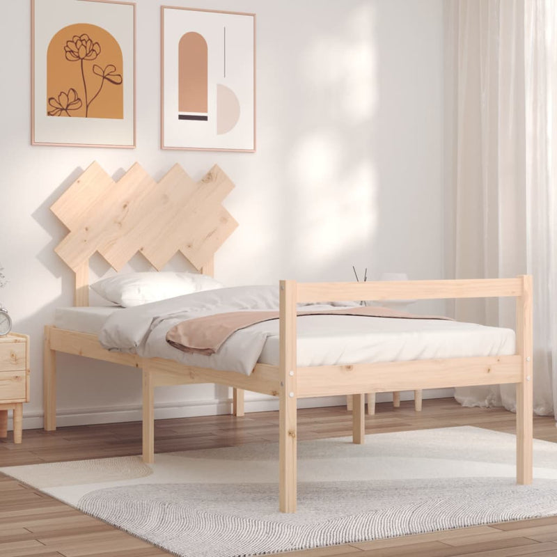 Bed Frame with Headboard 90x200 cm Solid Wood