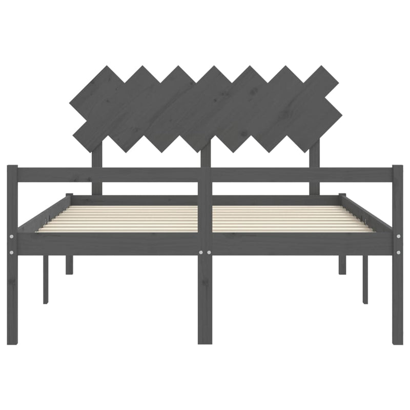 Bed Frame with Headboard Grey 140x200 cm Solid Wood