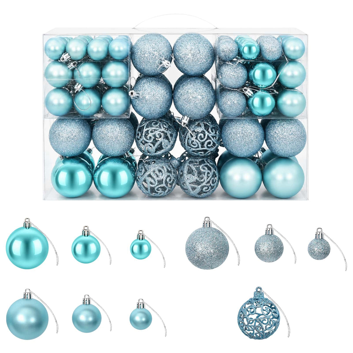 vidaXL Christmas Baubles 100 pcs Turquoise 3 / 4 / 6 cm 1
