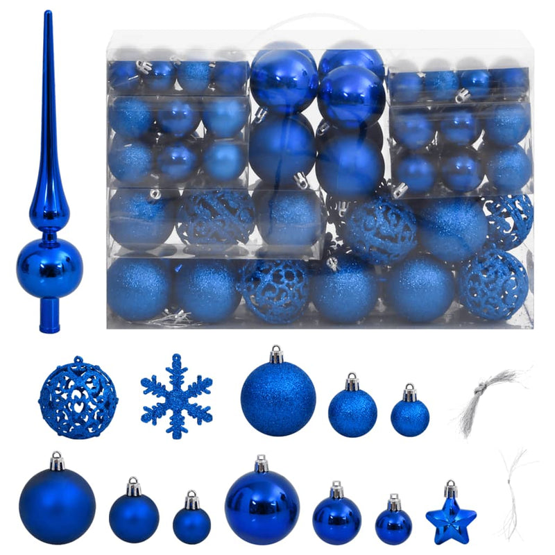 Juego de 111 bolas navideñas de poliestireno azul