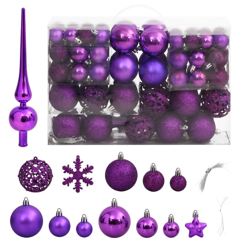 Juego de 111 bolas navideñas de poliestireno morado