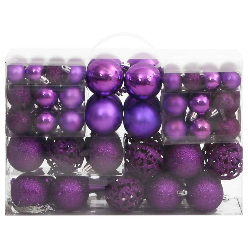 Juego de 111 bolas navideñas de poliestireno morado