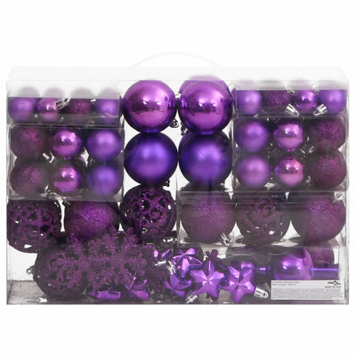 Juego de 111 bolas navideñas de poliestireno morado