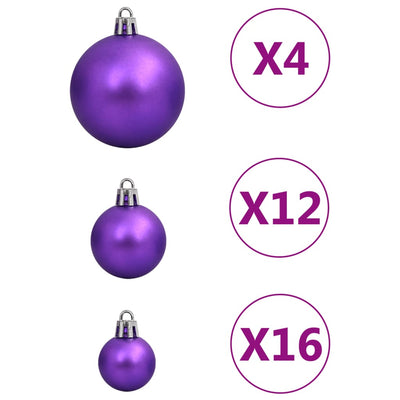 Juego de 111 bolas navideñas de poliestireno morado