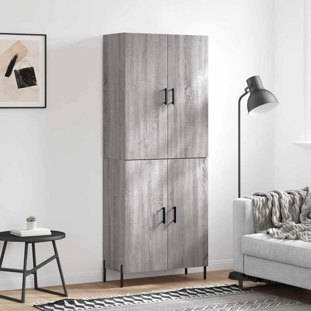 Highboard 69.5x34x180 cm Engineered Wood 2 Doors Grey sonoma