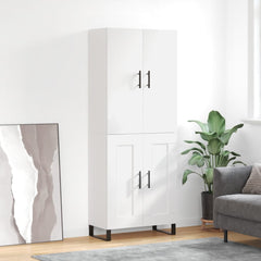 Highboard 69.5x34x180 cm Engineered Wood 2 Wood Doors White