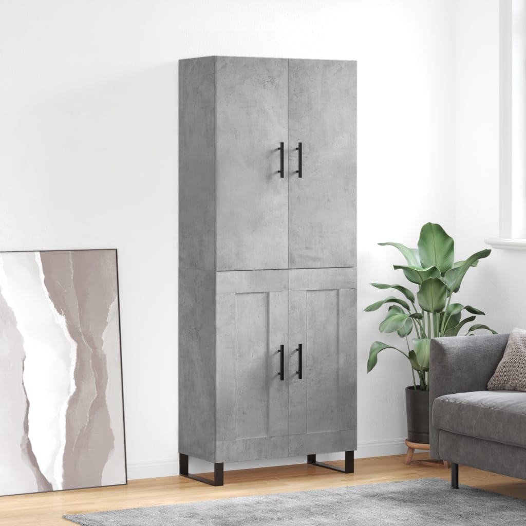 Highboard 69.5x34x180 cm Engineered Wood 2 Wood Doors Concrete grey