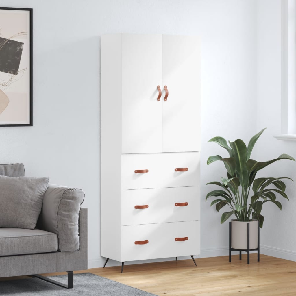 Highboard 69.5x34x180 cm Engineered Wood 3 Drawers White
