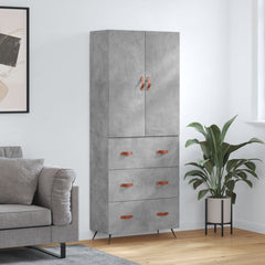 Highboard 69.5x34x180 cm Engineered Wood 3 Drawers Concrete grey