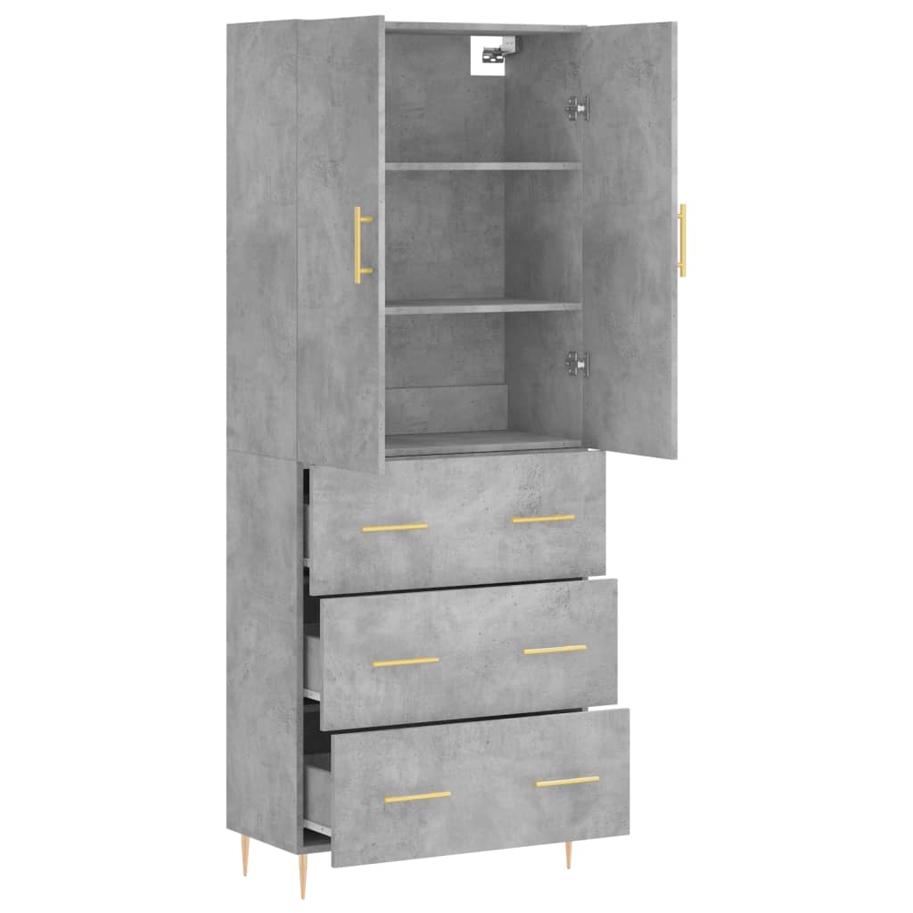 vidaXL Highboard Concrete Grey 69,5x34x180 cm Engineered Wood 3