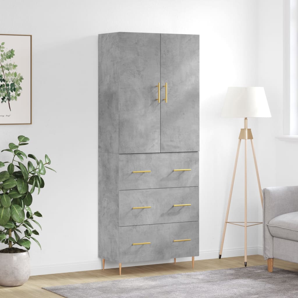 vidaXL Highboard Concrete Grey 69,5x34x180 cm Engineered Wood 1