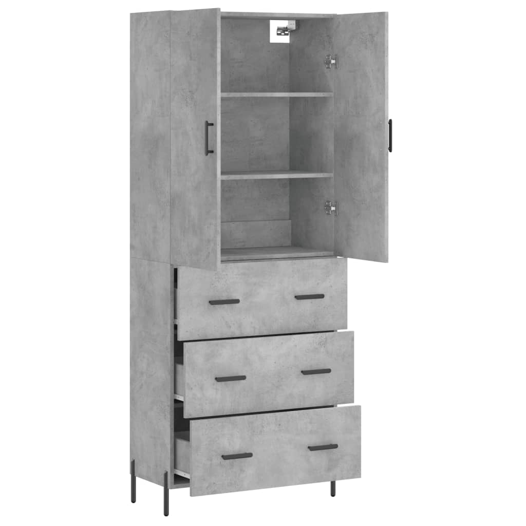 vidaXL Highboard Concrete Grey 69,5x34x180 cm Engineered Wood 3