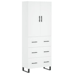 Highboard 69.5x34x180 cm Engineered Wood 3 Drawers White