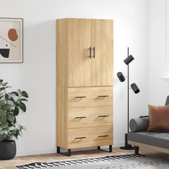 Highboard 69.5x34x180 cm Engineered Wood 3 Drawers Sonoma oak