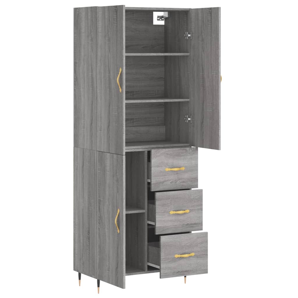 vidaXL Highboard Grey Sonoma 69,5x34x180 cm Engineered Wood 4