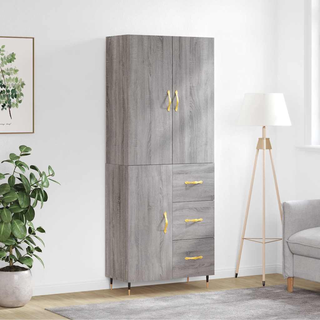 vidaXL Highboard Grey Sonoma 69,5x34x180 cm Engineered Wood 1