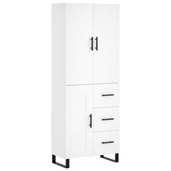 Highboard 69.5x34x180 cm Engineered Wood 1 Wood Door 3 Drawers White