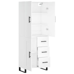 Highboard 69.5x34x180 cm Engineered Wood 1 Wood Door 3 Drawers White