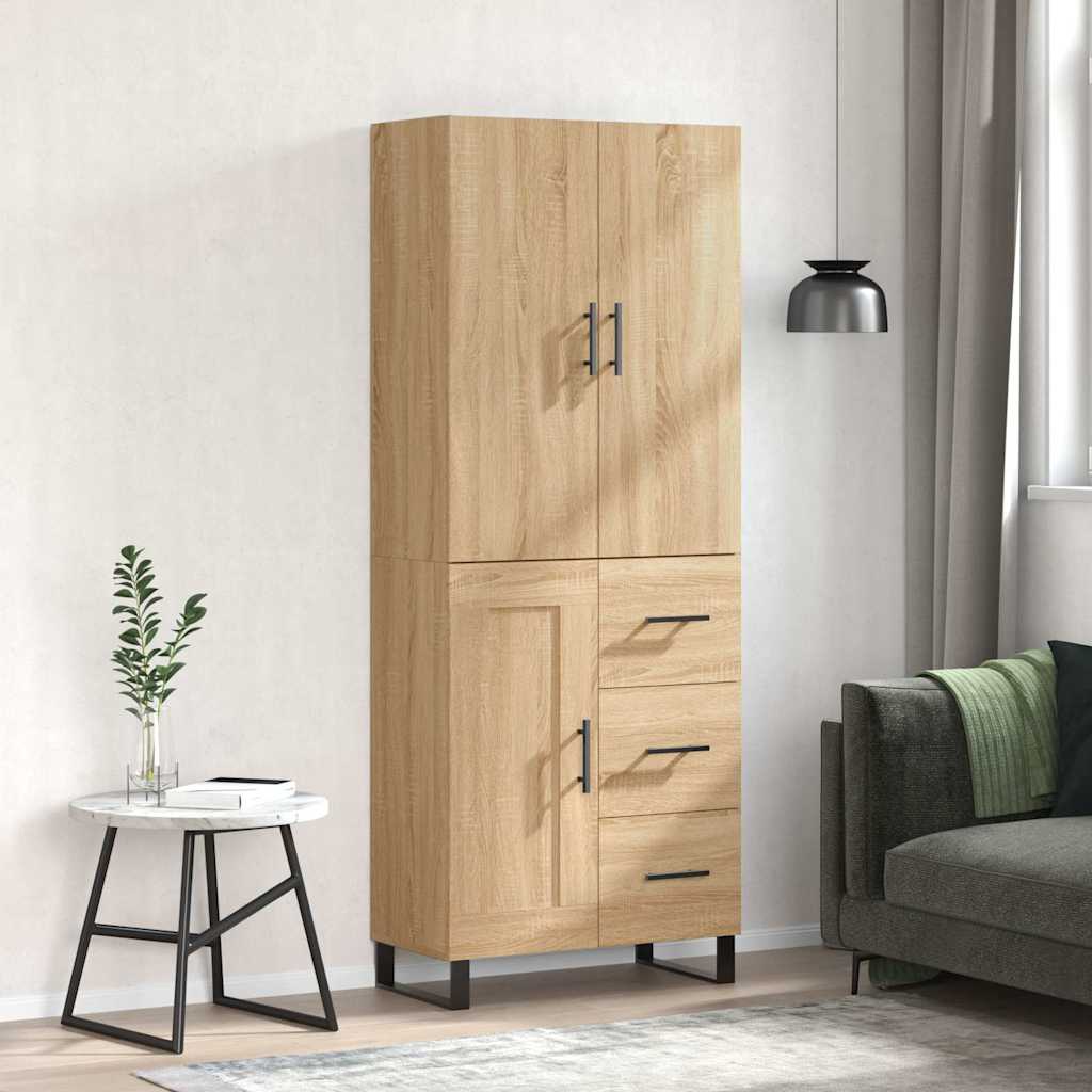 Highboard 69.5x34x180 cm Engineered Wood 1 Wood Door 3 Drawers Sonoma oak