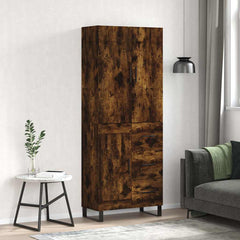 Highboard 69.5x34x180 cm Engineered Wood 1 Wood Door 3 Drawers Smoked oak