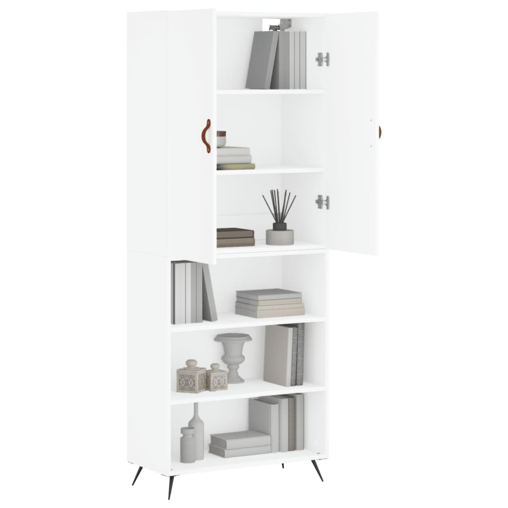 Highboard 69.5x34x180 cm Engineered Wood 3 Shelves White