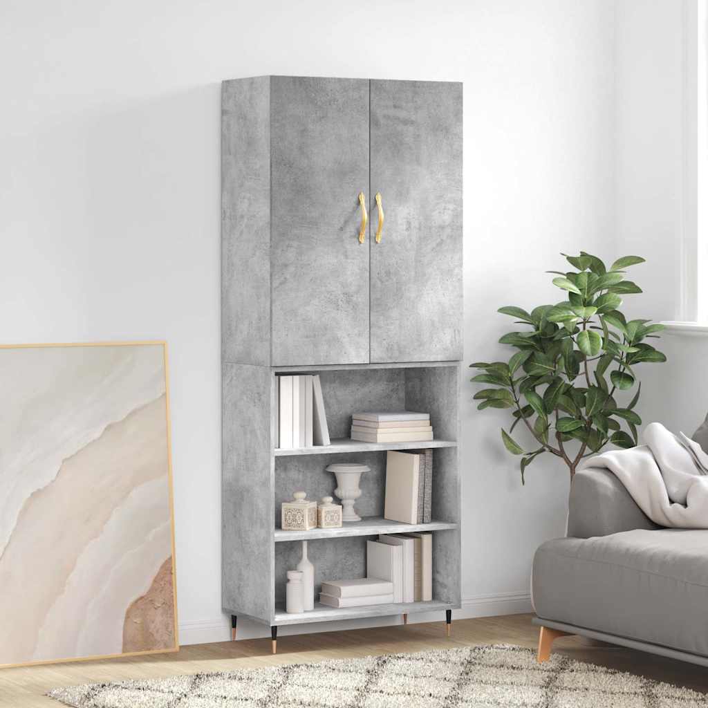 vidaXL Highboard Concrete Grey 69,5x34x180 cm Engineered Wood 1