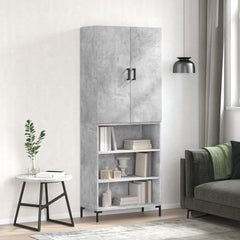 Highboard 69.5x34x180 cm Engineered Wood 3 Shelves Concrete grey
