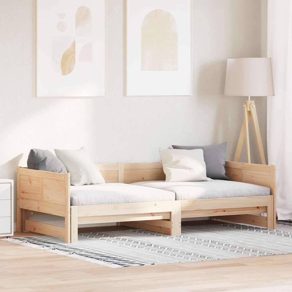 Pull-out Day Bed 203.5 x 184 x 56.5 cm Solid Pine Wood Natural