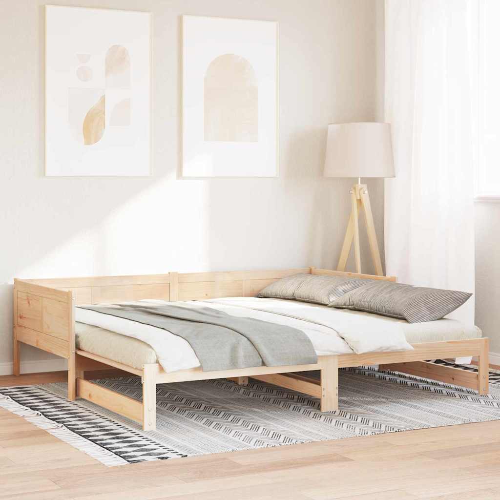 Pull-out Day Bed 203.5 x 184 x 56.5 cm Solid Pine Wood Natural