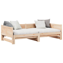 Pull-out Day Bed 203.5 x 184 x 56.5 cm Solid Pine Wood Natural