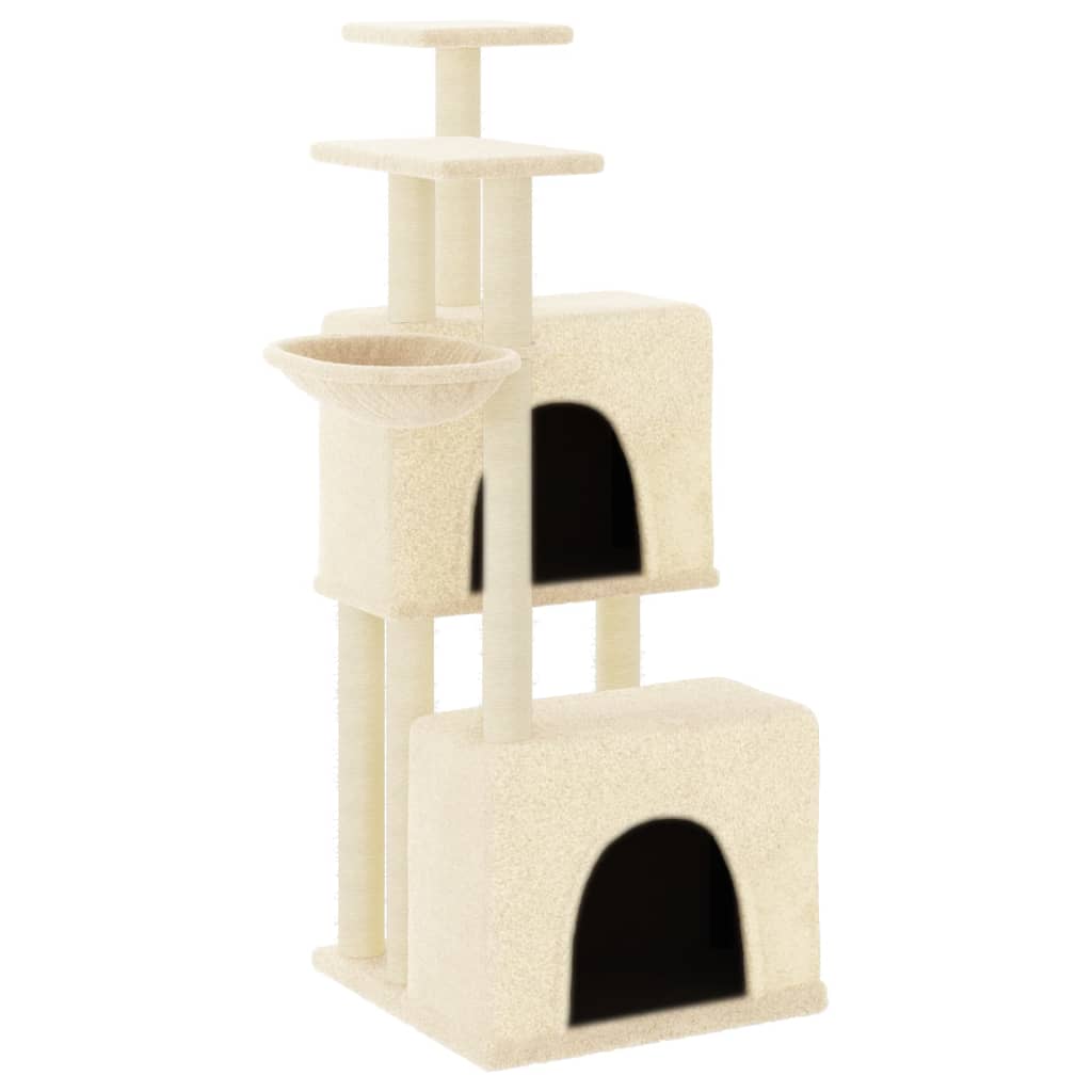 vidaXL Cat Tree with Sisal Scratching Posts Cream 122 cm 2