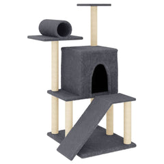 vidaXL Cat Tree with Sisal Scratching Posts Dark Grey 110.5 cm 2
