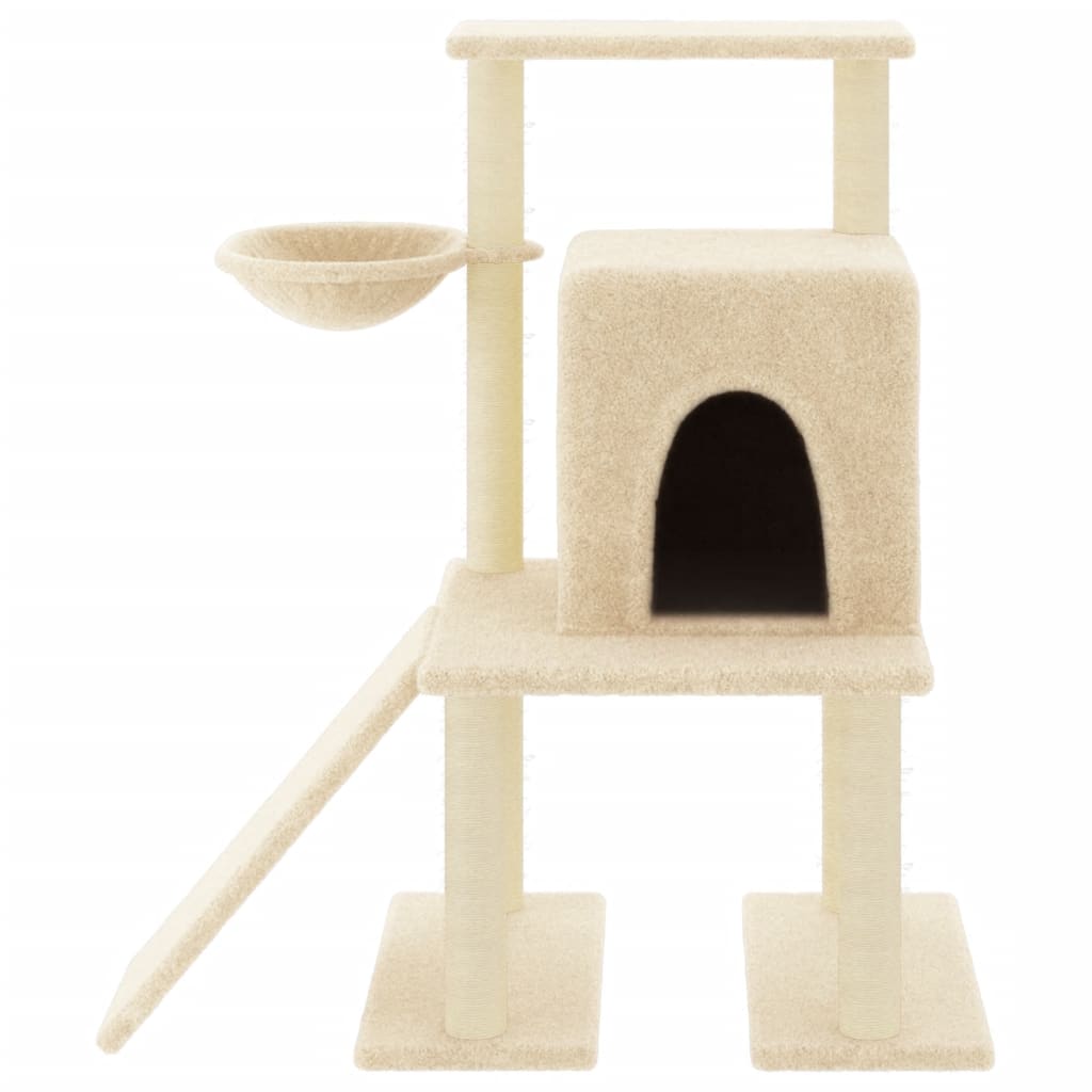 vidaXL Cat Tree with Sisal Scratching Posts Cream 96.5 cm 3