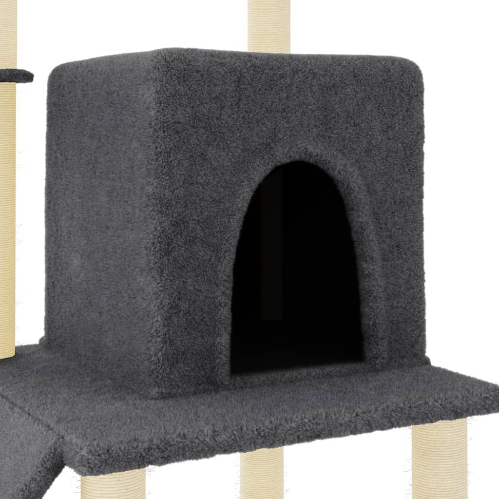 vidaXL Cat Tree with Sisal Scratching Posts Dark Grey 96,5 cm 6