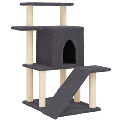 vidaXL Cat Tree with Sisal Scratching Posts Dark Grey 97 cm 2
