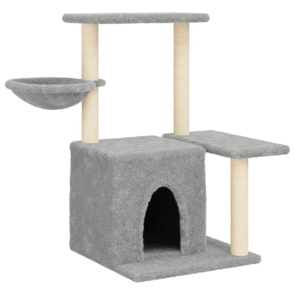vidaXL Cat Tree with Sisal Scratching Posts Light Grey 83 cm 2