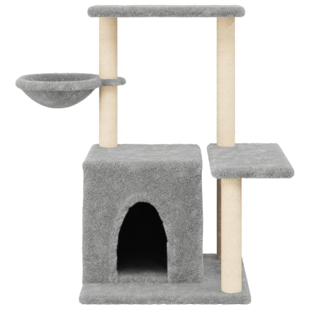 vidaXL Cat Tree with Sisal Scratching Posts Light Grey 83 cm 4